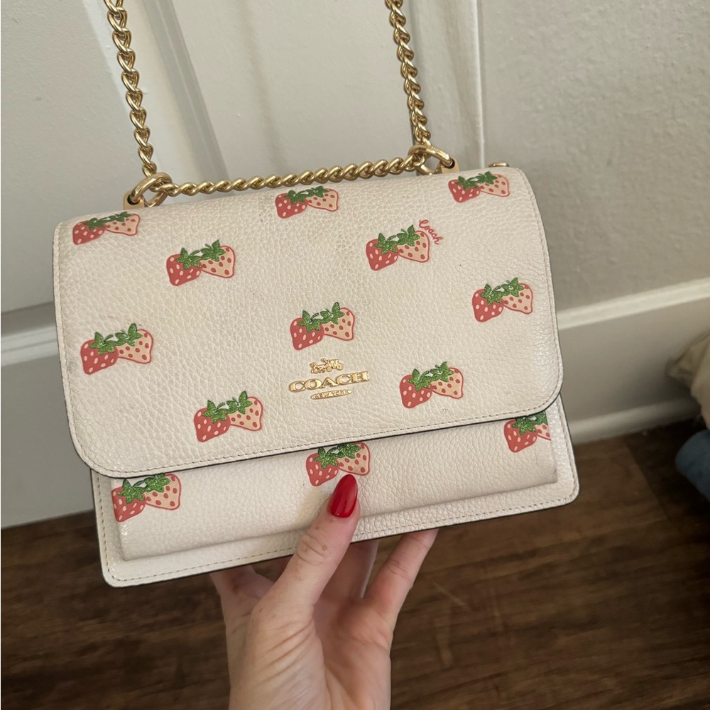 Coach White Crossbody Bag with Strawberry Design